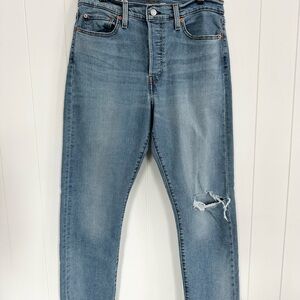 Levi's Women’s Wedgie Straight Leg Distressed Blue Jeans With Button Fly